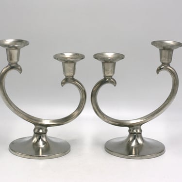 Pair of Vintage 1960s Silver Pewter Holland Taper Candle Holders Pair of Vintage 1960s Silver Pewter Holland Taper Candle Holders