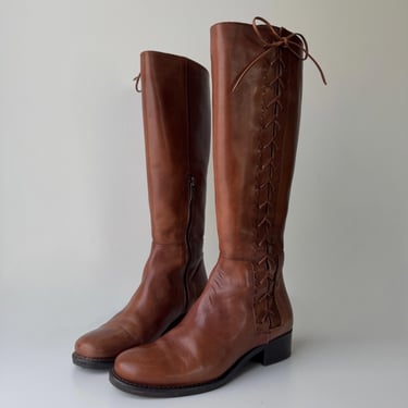 Brown Italian Leather Knee High Boots 35 (US 5) 