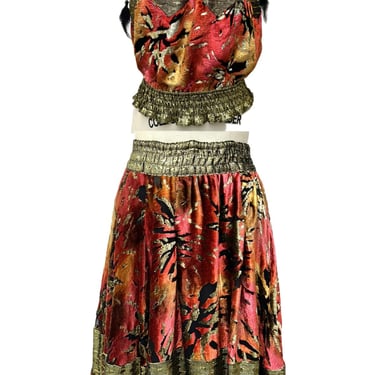 Diane Freis Silk Velvet Lurex Skirt Set