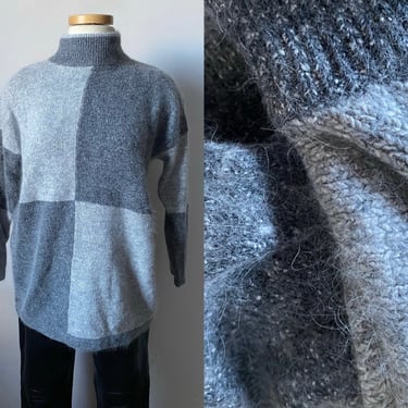 Vintage Two-Tone Gray Color Block Sweater 