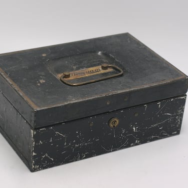 vintage Merriam black metal cash box 