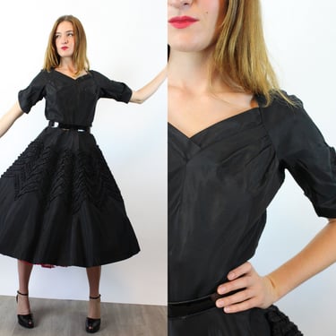 1950s SUZY PERETTE taffeta full skirt dress medium | new fall 