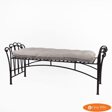 Black Mid Century Iron Bench