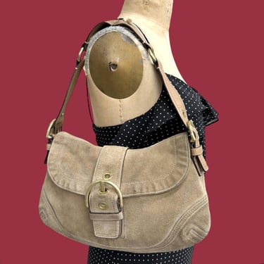 Vintage Coach Suede Hobo Shoulder y2k★ COACH Red Signature Soho Hobo Shoulder Bag Suede Leather