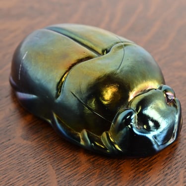 Tiffany Studios Style Iridescent Favrile Glass Scarab Paperweight