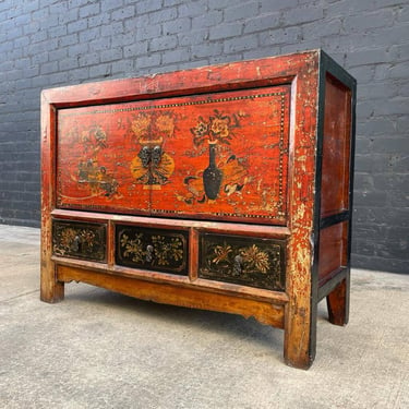 Vintage Oriental Style Painted Cabinet 