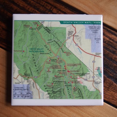 1998 Death Valley National Park Map Coaster. California Map. Hiking Gift. California Décor. Travel Gift. National Park Gift. Sand Dunes. 