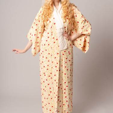 Cream Berry Print Jubon Kimono