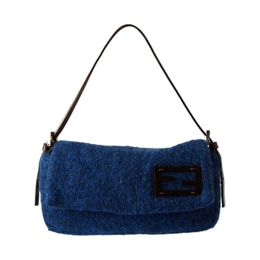Fendi Blue Knit Baguette Bag