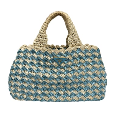 Prada Baby Blue Basket Canapa Bag