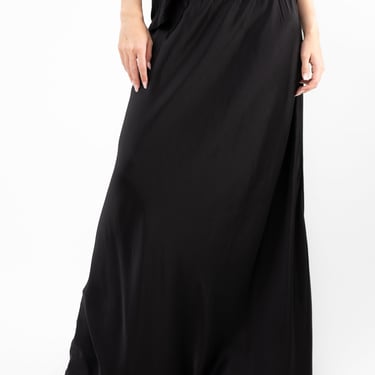 Albatross Black Satin Maxi Skirt