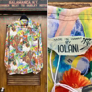 Vintage 1950's Size L “Iolani” Hula Girl x Aloha Tower