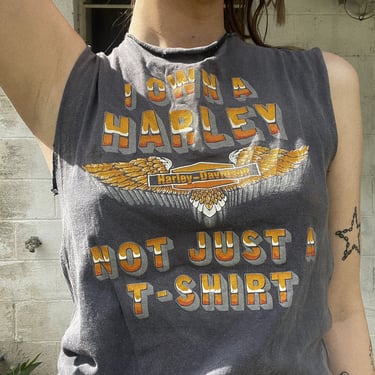 VTG 90s &quot;I Own A Harley' Muscle Tee