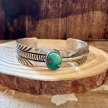 RICK ENRIQUEZ TURQUOISE Broken Arrow Feather Cuff 26g | Sterling Silver Cuff | Navajo, Southwestern, Native American Indian Style Jewelry 