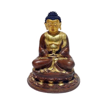 Serene Seated Gilt-Bronze Figure Amitabha Statue w275E 