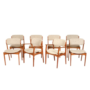 Set of 8 Danish Modern Teak Dining Arm + Side Chairs by Erik Buch