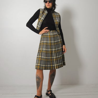 1950's Tartan Plaid Wool Skirt & Vest