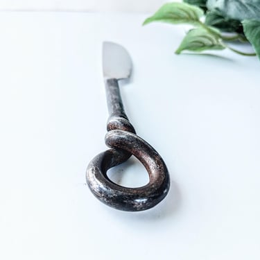 Vintage Dinner Knife Ralph Lauren/Frontier Twisted Loop/Replacement Utensil Flatware/1990s/Discontinued/Rustic Farmhouse Brutalist Primitive 