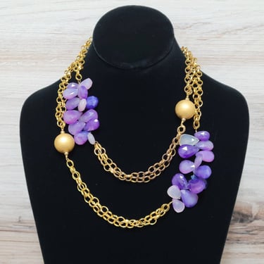 XLong Amethyst and Gold Vermeil Bead Necklace - One of a Kind Jewelry 