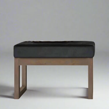 Milltown Black Vegan Leather Contemporary Footstool Bench FFW258-587