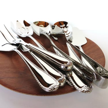 Vintage 8 Piece Reed and Barton Domain Serving Set, 18/10 Stainless Steel Large Hostess Set 