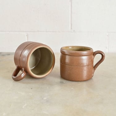 pair of vintage french stoneware confit pots
