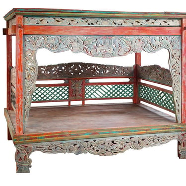 Vintage Indian carved canopy bed from Terra Nova Designs Los Angeles 