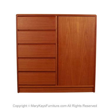 Danish Teak Mid-Century Tall Dresser Gentleman’s Chest Wardrobe 