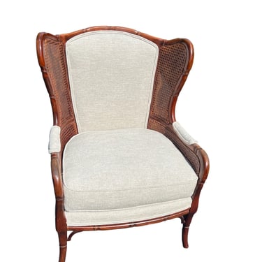 Beautiful faux bamboo cane side wing chair - Ethan Allen 