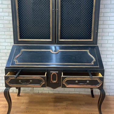 Vintage Louis XV Style Minton Spidell Drop-Front Hand Painted Secretary Cabinet