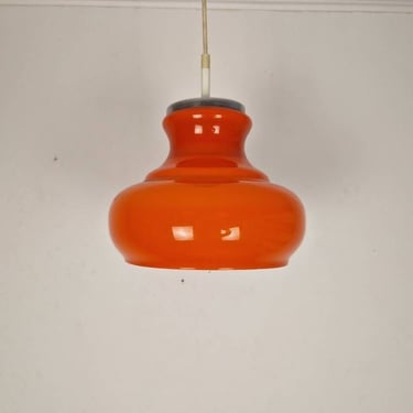 Midcentury Orange Glass Pendant Light / Vintage Yugoslavia Ceiling Fixture / Pendant Lamp / Home Decor Antique Lighting / 1970s 