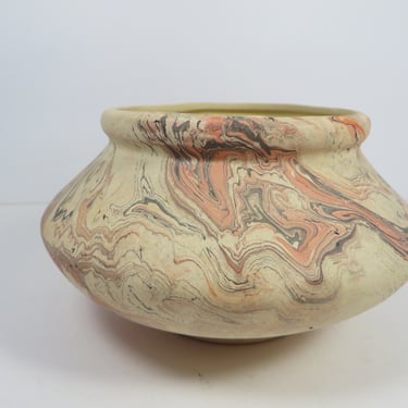 Vintage Ey-Noree Swirl Pottery Vase - Red Peach Swirl Ey-Noree Vase 