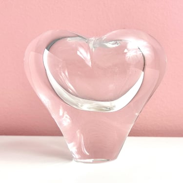 Handblown Crystal Heart Paperweight / Bud Vase 
