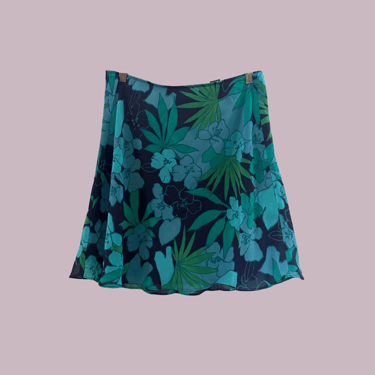 blue floral mini skirt