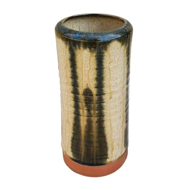 Mid Century Modern Japanese Japan Otagiri Glazed Drip Pottery Terracotta Vase 