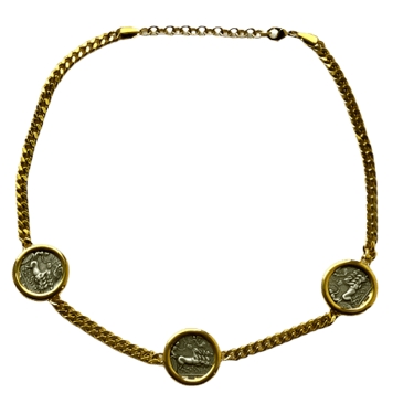 Reversible 80s Roman Coin Gold Chain Necklace