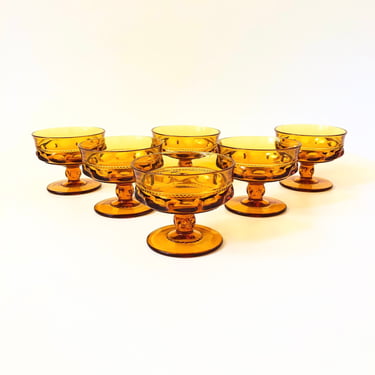 Amber Coupe Glasses - Set of 6 - Kings Crown Indiana Glass 