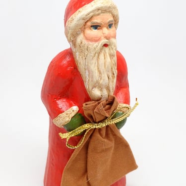 Vintage Hand Made German Belsnickle Santa with Bag for Toys, Favore West Germany 