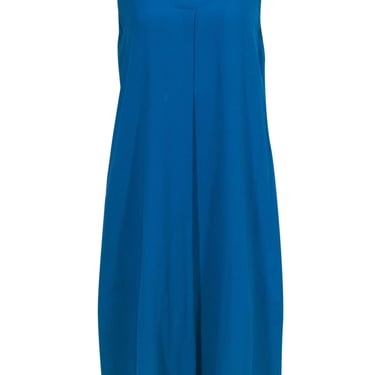 Eileen Fisher - Teal Silk Slip Dress w/ V-Neck & Pockets Sz XS