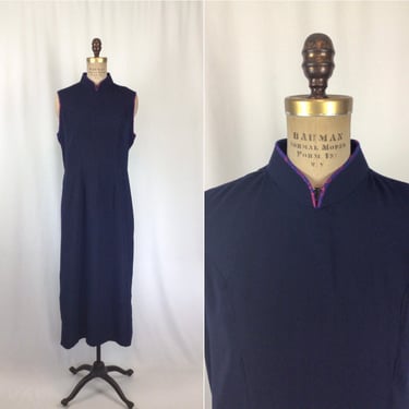 Vintage 90s Dress | Vintage navy blue maxi tunic | 1990s sleeveless maxi dress 