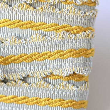 13.97 Yards French Interwoven Duck Egg Blue and Gold Upholstery Weight Cotton Trim - Luxury Quality Passementerie 1.25” x 41.92’ 