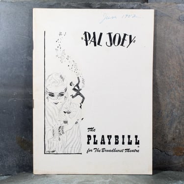 Pal Joey 1952 Playbill from Broadway | Monday, June 9, 1952 | Vintage Broadway Memorabilia 
