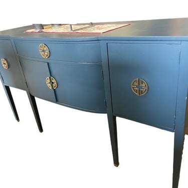 Blue Custom Painted Large Wood Sideboard Server Buffet Cabinet EK221-15