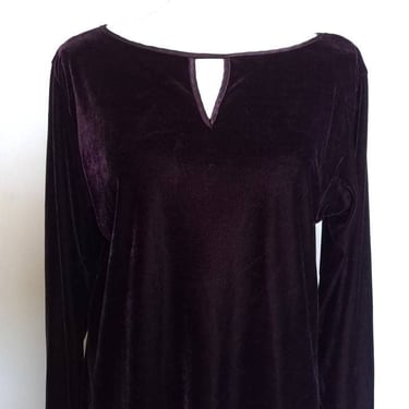 Vintage 1990's California Dynasty Purple Velvet Long Sleeve Night Gown 