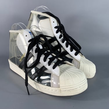 ADIDAS Size 9 White Black See-Through Acetate Ankle Sneakers