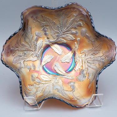 Fenton Thistle Amethyst Carnival Glass Bowl | Antique Iridescent Art Glassware 