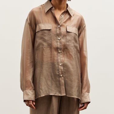 Mijeong Park Organza Sheer Blouse, Dark Beige