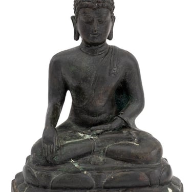 Thai Seated Buddha Patinated Bronze Sculpture