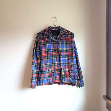 Vintage 1970's Flannel Mackinaw Cruiser Flannel Plaid Jacket / L to XL 