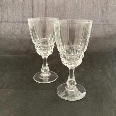 Set of 2 Vintage Mid Century Modern Cut Crystal 1.5 OZ Cordial Glasses Art Deco Sherry Port Liqueur Amaro Tasting Cristal D'Arques Pompadour 